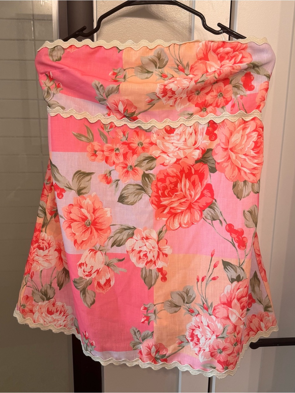 Floral Pink Strapless Mini Romper
